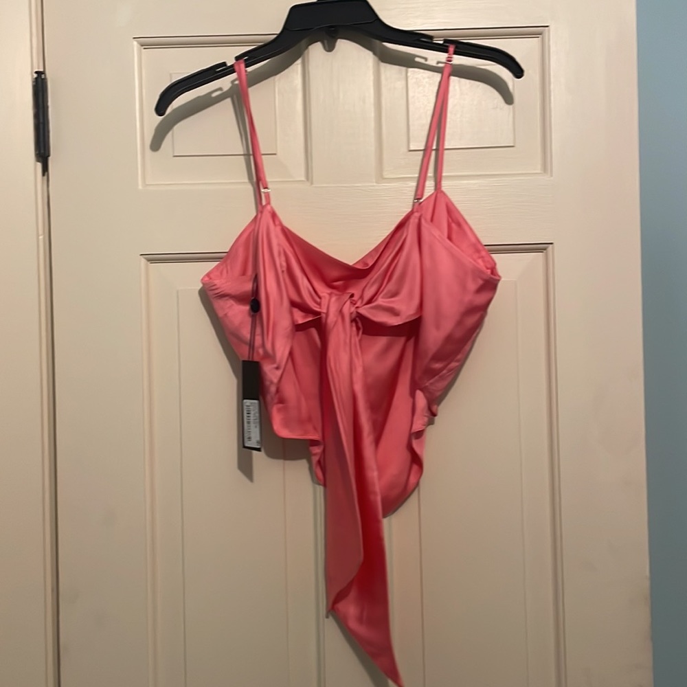 Gianni Bini Pop of Pink Cathy Blouse / Bandana Top / Crop Top - Picture 3 of 6